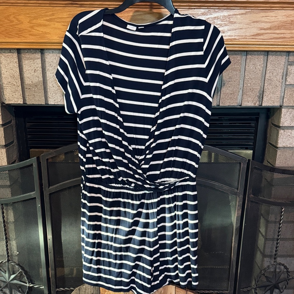 GAP Black and White Striped Jumpsuit